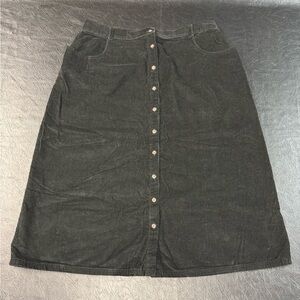 Black Button-Front Denim Skirt